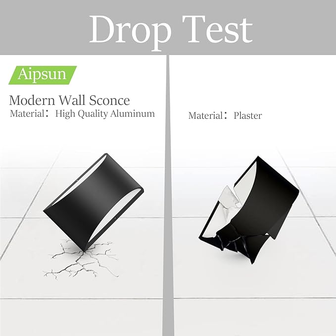 Aipsun Indoor Black Modern LED Wall Sconce Interior Wall Lights Set of 2