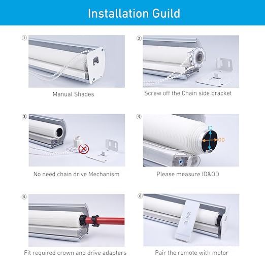 Rollerhouse DC12V EY2512 Shade Motor Electric Blind Motor Remote Control Wired