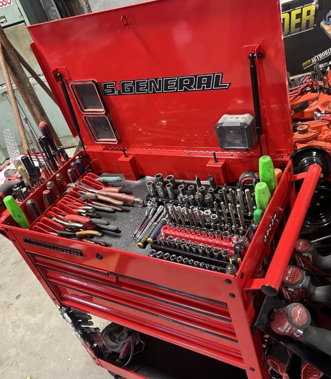 roller cart tool cabinet storage chest box glossy shown in use