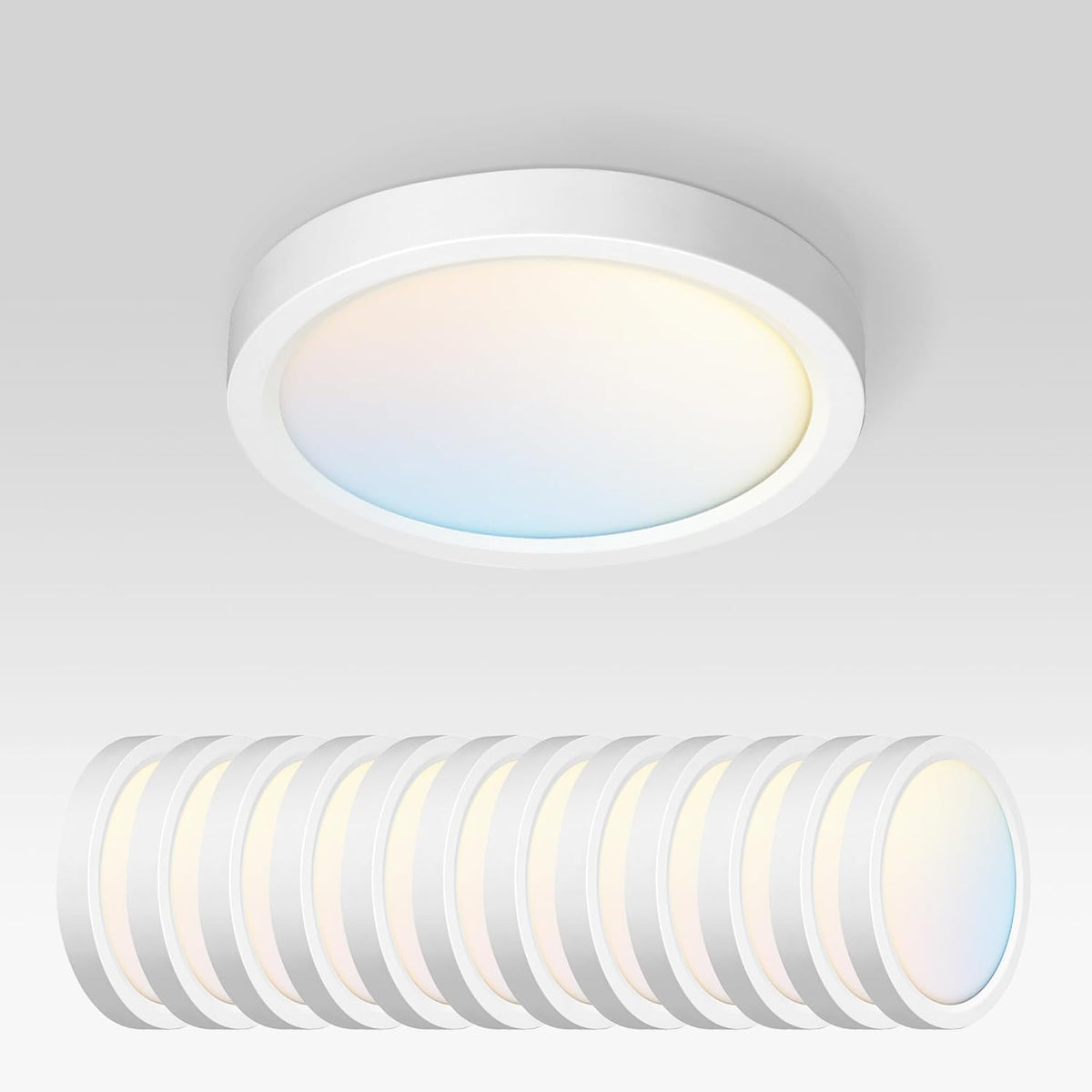 ASD LED 5" Round Flush Mount Ceiling Light Fixture, Low Profile Surface (12 Pack)