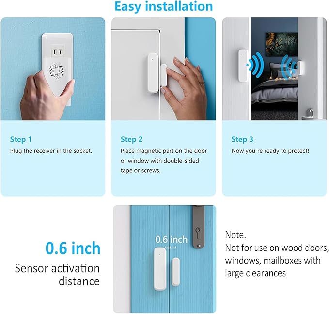 Door Chime, Wireless Door Open Sensor Alarm When Entry Business/Office/Store