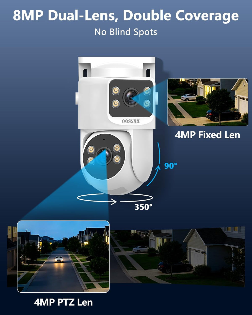 oossxx 4k poe security camera surveillance system, 4cameras, side view