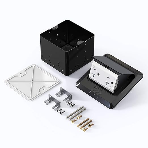 KYHSHJ Pop Up Floor Electrical Outlet Box Kit，20 Amp Stainless Steel TR