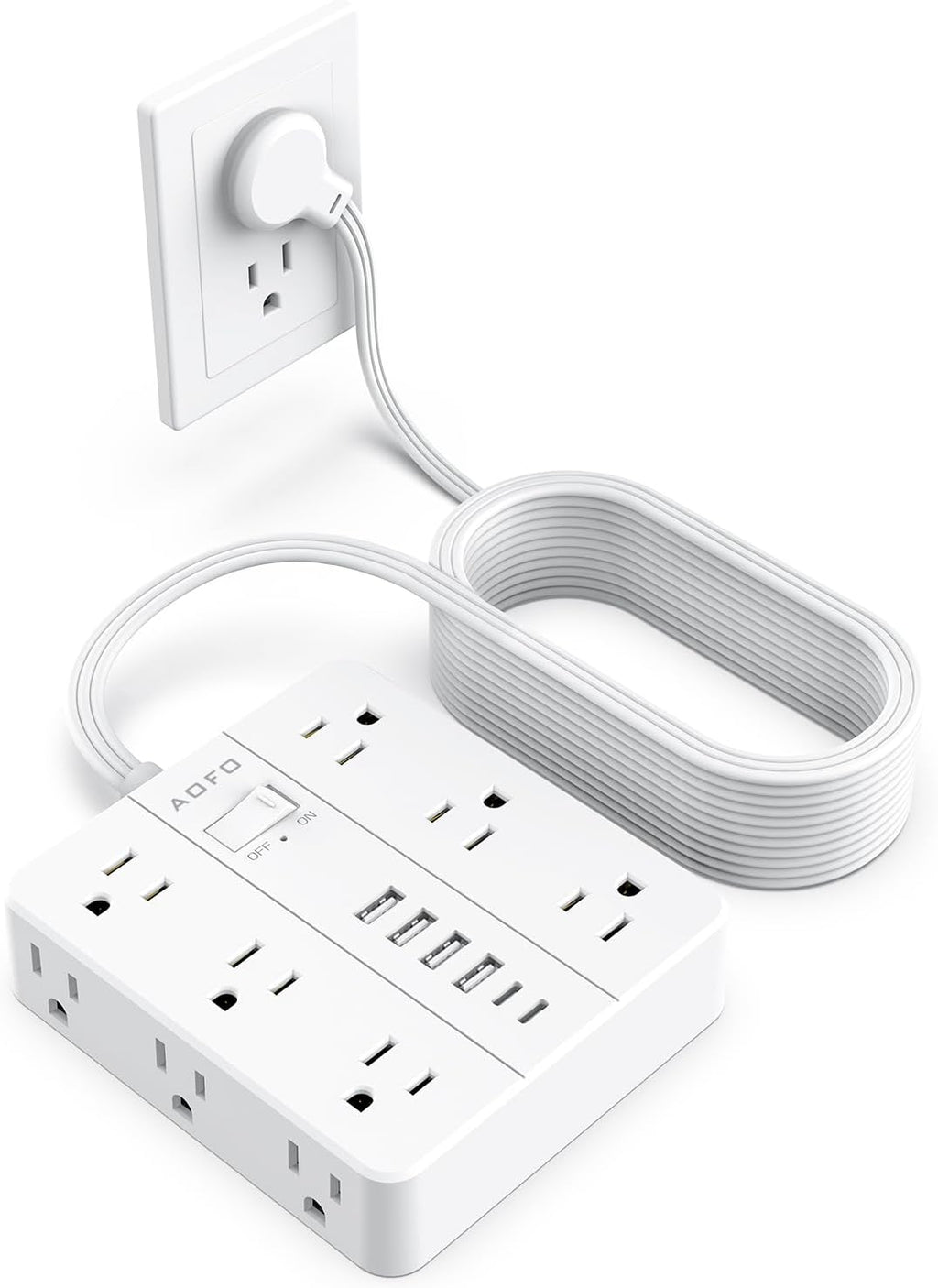 AOFO 20FT Surge Protector Power Strip, 12 AC Outlets