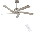 WINGBO 54" ABS DC Ceiling Fan No Light, 5 Blade Wood Grain ABS Ceiling Fan