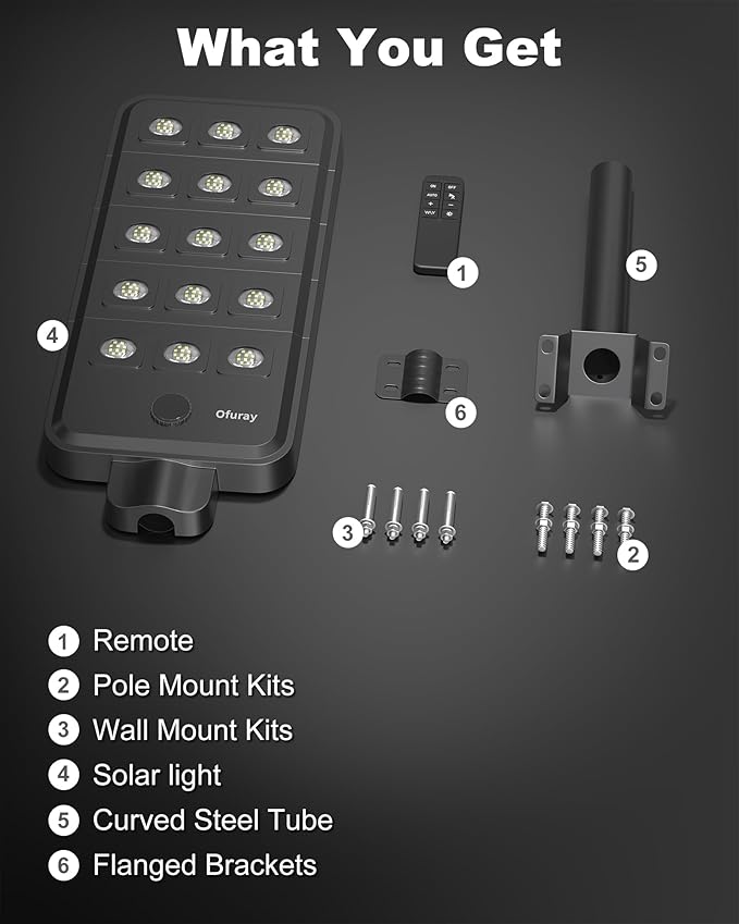 Ofuray Of-15000W Solar Street Lights Outdoor – Super Bright 150 LED, Lights up 3