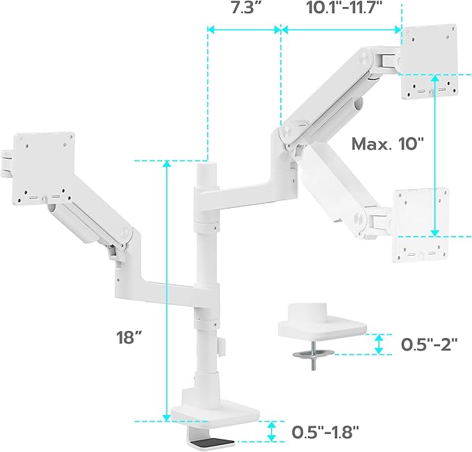 ARES WING Dual Monitor Arm Desk Mount