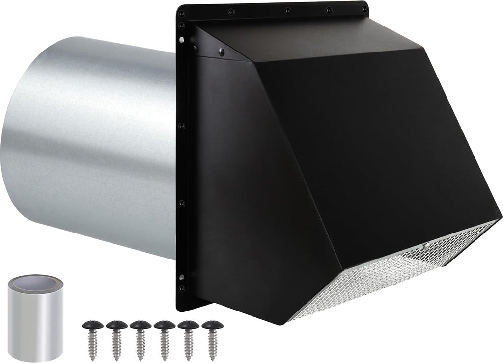 4 Inch Hooded Wall Vent with Screen and Damper, Outdoor Dryer Vent Cover