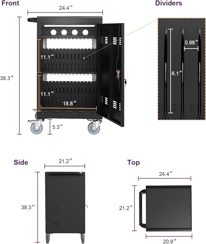 TIOPLY Laptop Charging Cart, 32 Device Tablet Storage Carts
