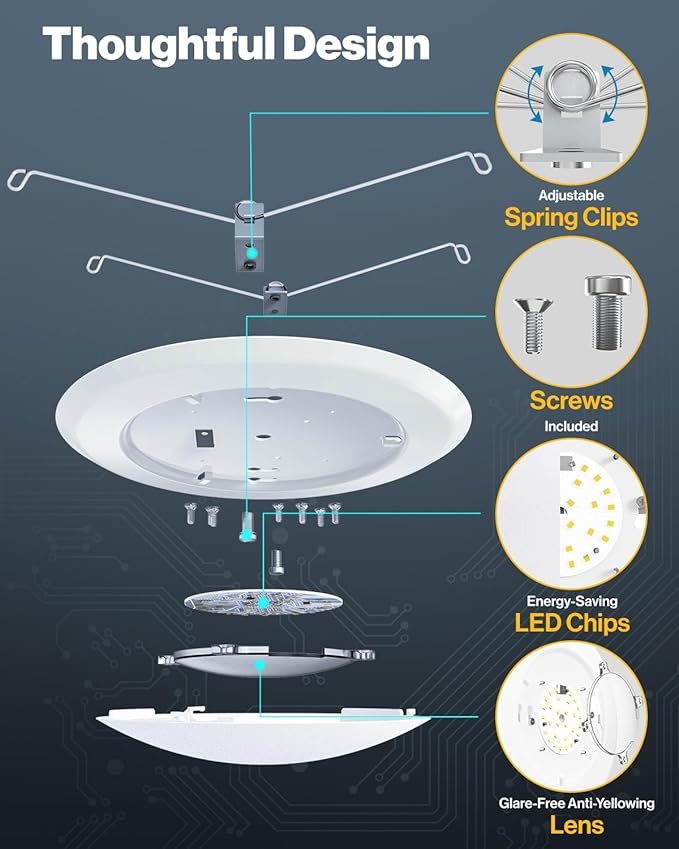 Sunco 48 Pack LED Disc Lights Ceiling 6 Inch, Flush Mount Disk Light, Recessed