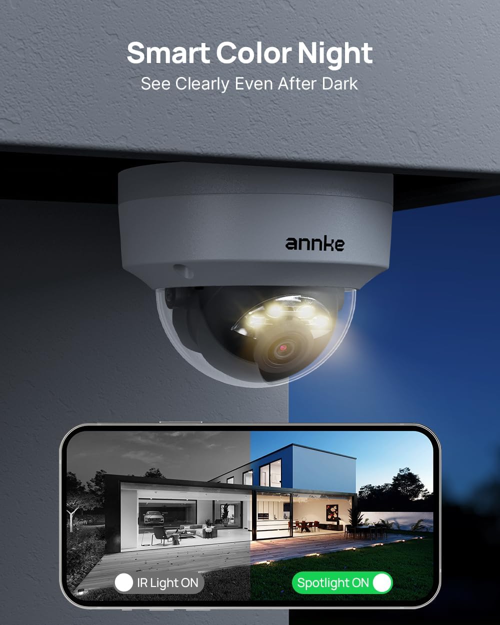 ANNKE 4K PoE Security Camera Outdoor, Spotlight Color Night Vision, White