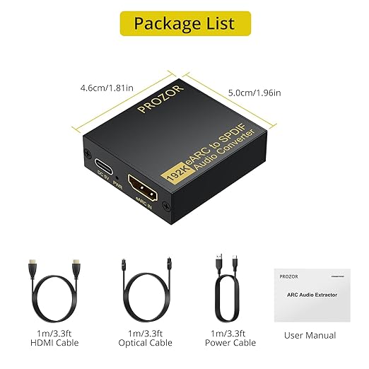 PROZOR eARC/ARC to Optical Audio Extractor, Enhanced eARC Audio Converter
