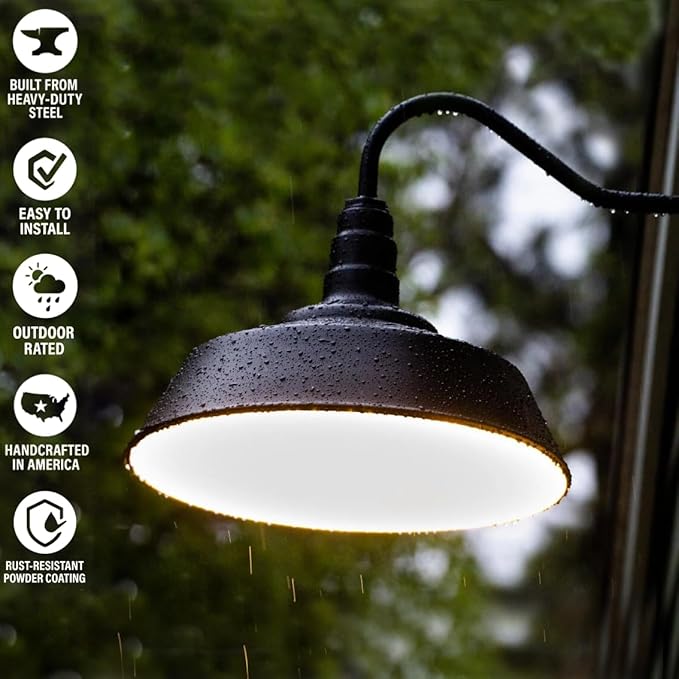 Steel Lighting Co. Large Outdoor Barn Light | Gooseneck Light Fixture | Made in