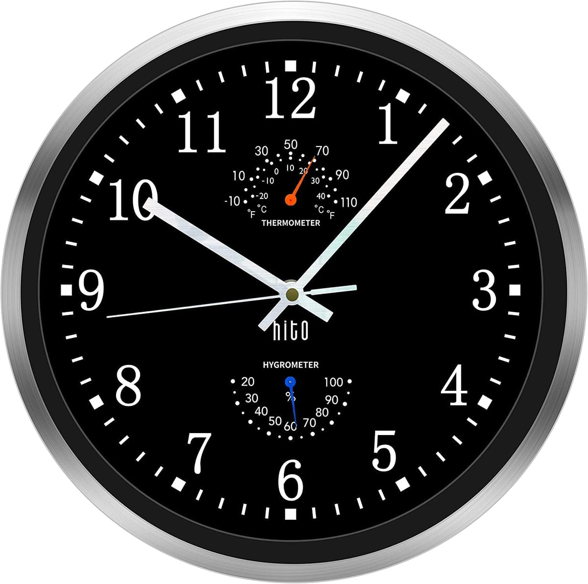 HITO 14 Inch Silent Wall Clock Battery Operated, Large Wall Clock