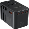 EPICKA 75W GaN PD Universal Travel Adapter, 3USB-C/2USB-A | International Power Adapter for EU/US/UK/AU, Fast Charging for Multi-Device Travel, TA-105 Max, Black