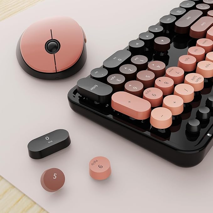 Nowlike Wireless Keyboard and Mouse Combo, Retro Typewriter Keyboard