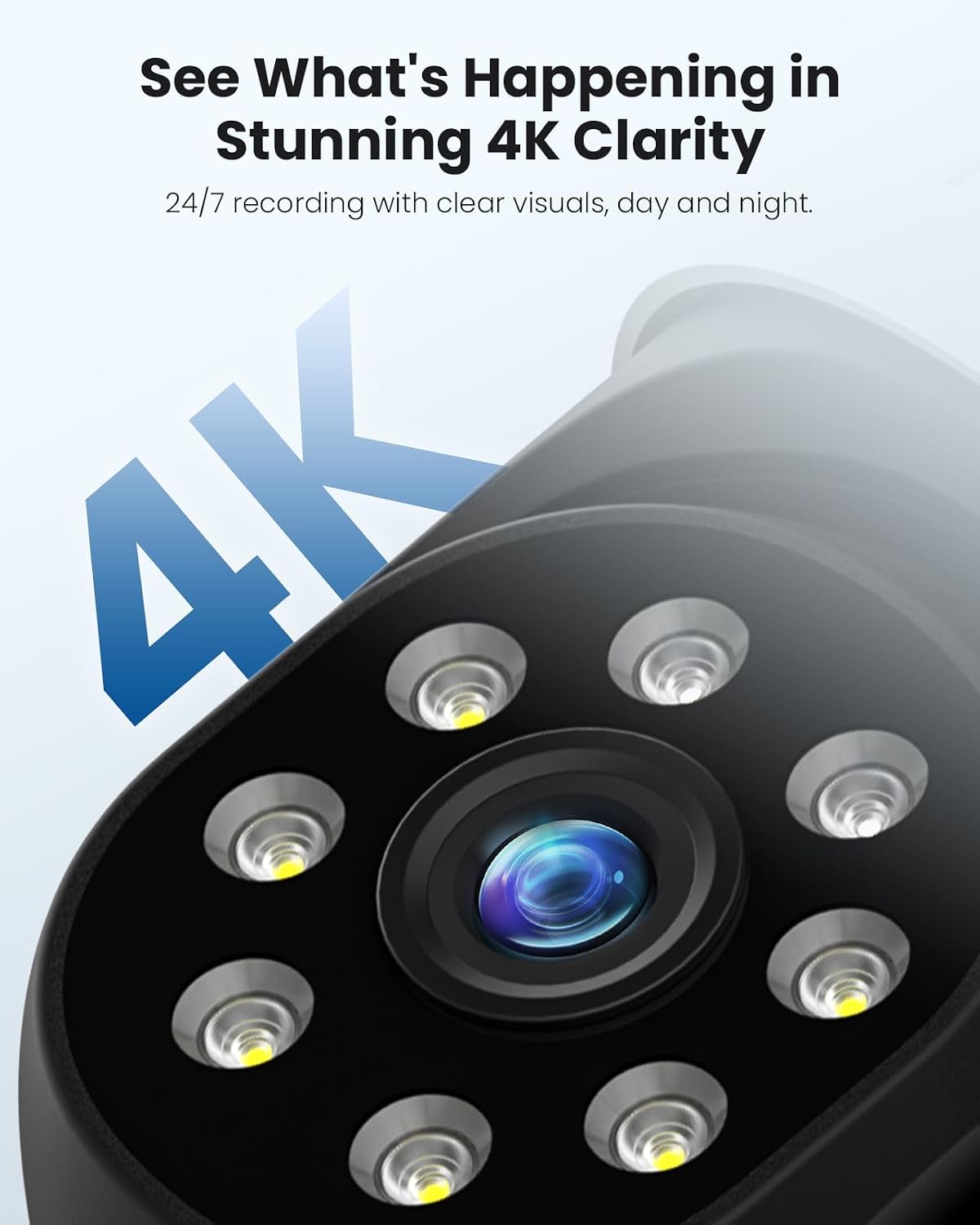 hiseeu 4k 8mp security camera outdoor, wireless home, close-up detail