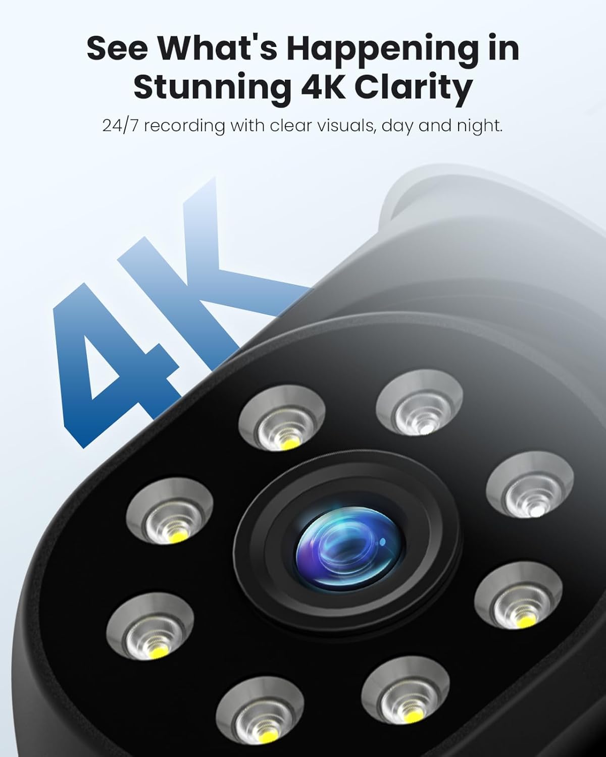 hiseeu 4k 8mp security camera outdoor, wireless home, close-up detail