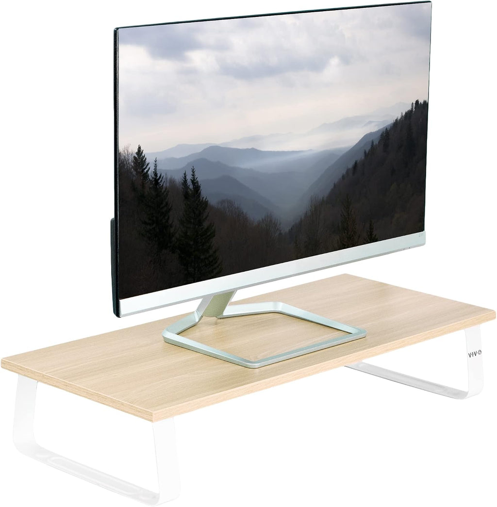 VIVO 24 inch Monitor Stand, Wood and Steel Desktop Riser, Small TV, Ergonomic