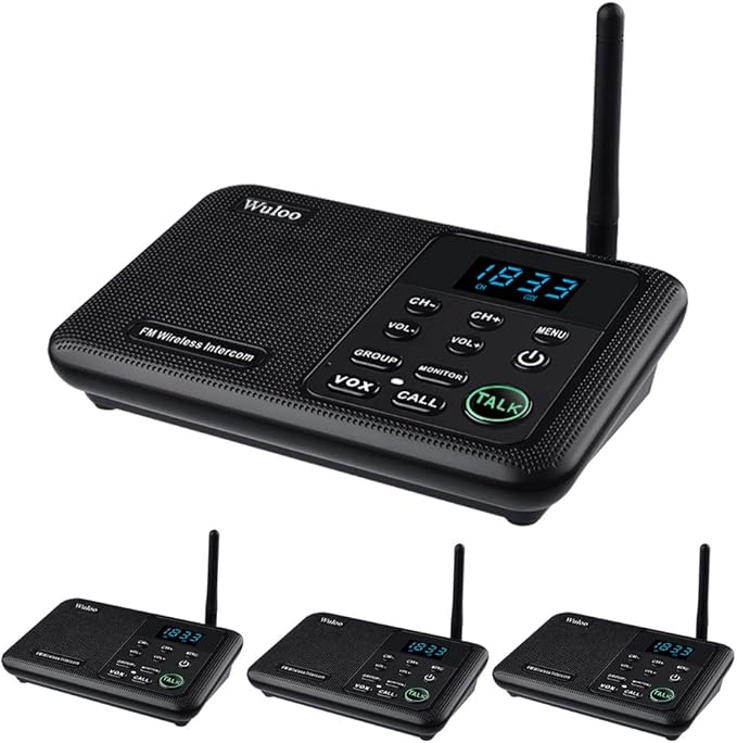 Wuloo Intercoms Wireless for Home 1 Mile Range 22 Channel 100 Digital Code