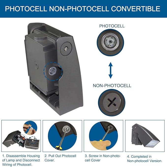 DAKASON 30W LED Wall Pack, Dusk-to-Dawn Photocell, Adjustable Head, Full (2 Pack)
