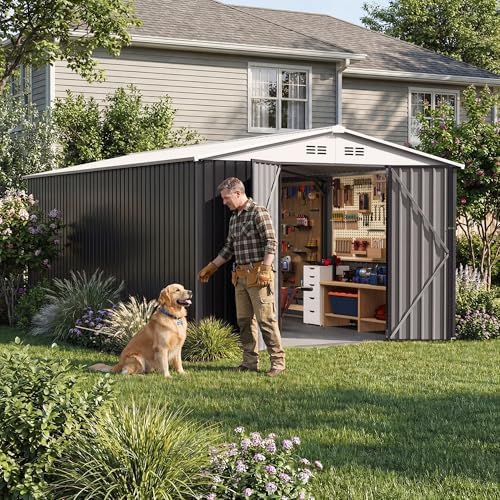 Polar Aurora 10x16 Outdoor Storage Metal Shed with Updated Frame Structure