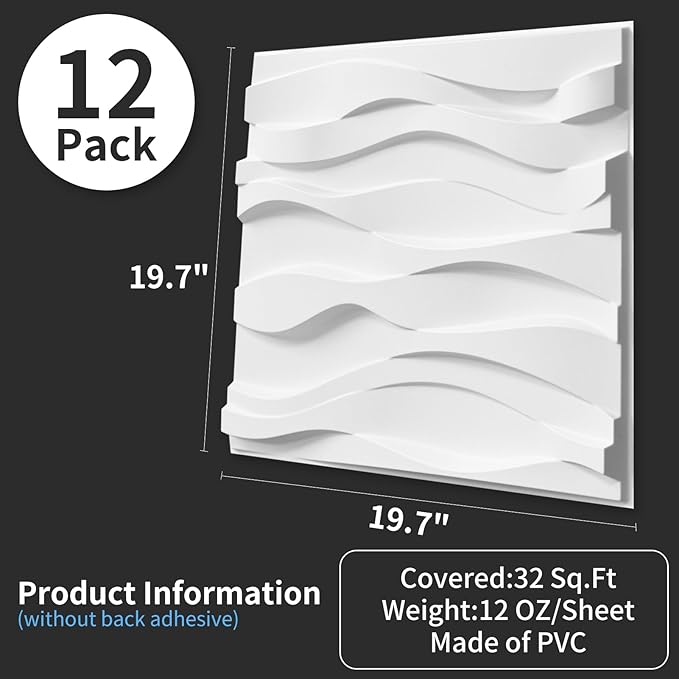 Art3d Decorative 3D Wall Panel, 32 Sq.FT PVC Interior Wall Decor