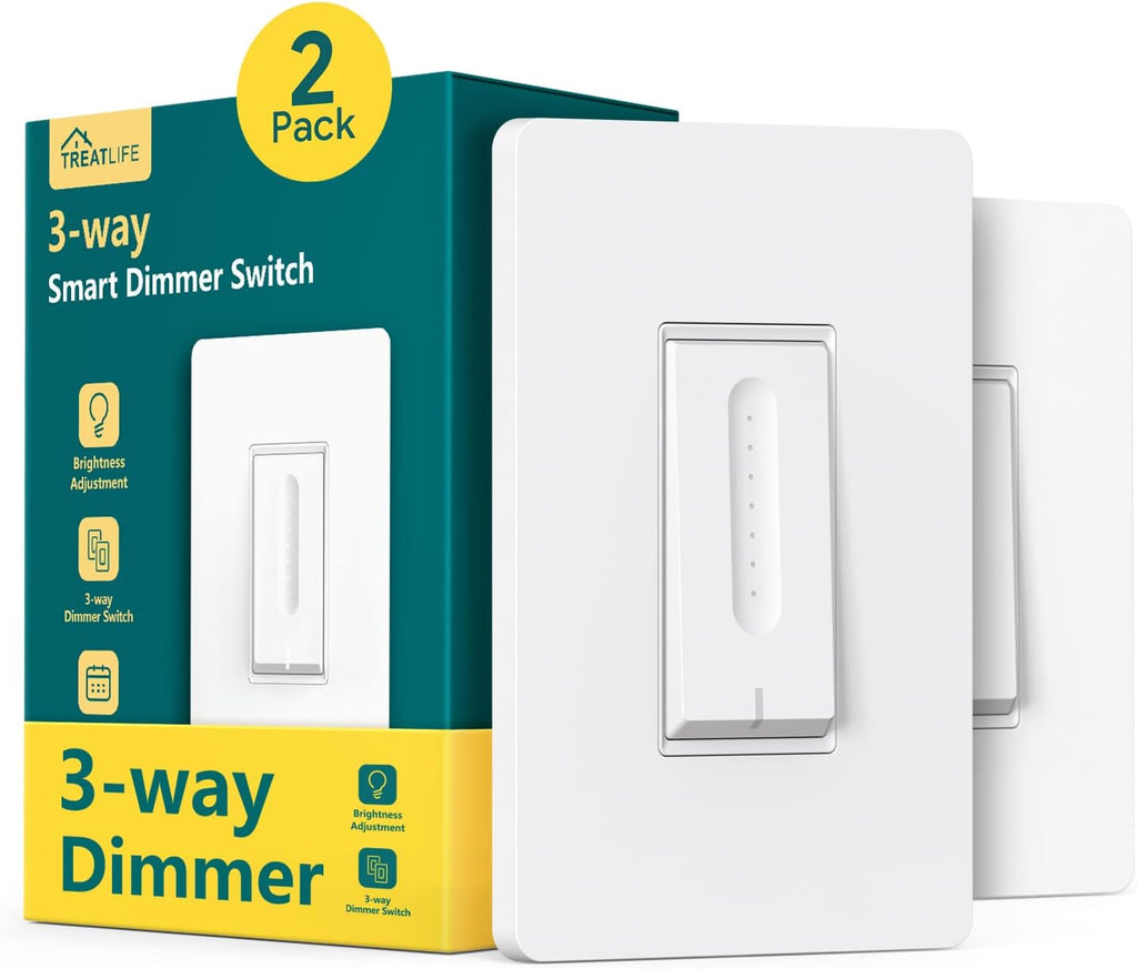 TREATLIFE 3 Way Smart Dimmer Switch 2 Pack, 2 Master 3 Way Dimmable Light