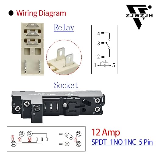 6 Pcs 24VAC Relay Electromagnetic Power Relay 12 Amp 5Pins SPDT 1NO 1NC