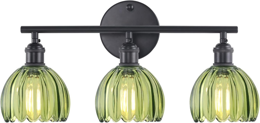Shenmoyl Bathroom Light Fixtures, 3-Light Black Vanity Wall Light Over Mirror