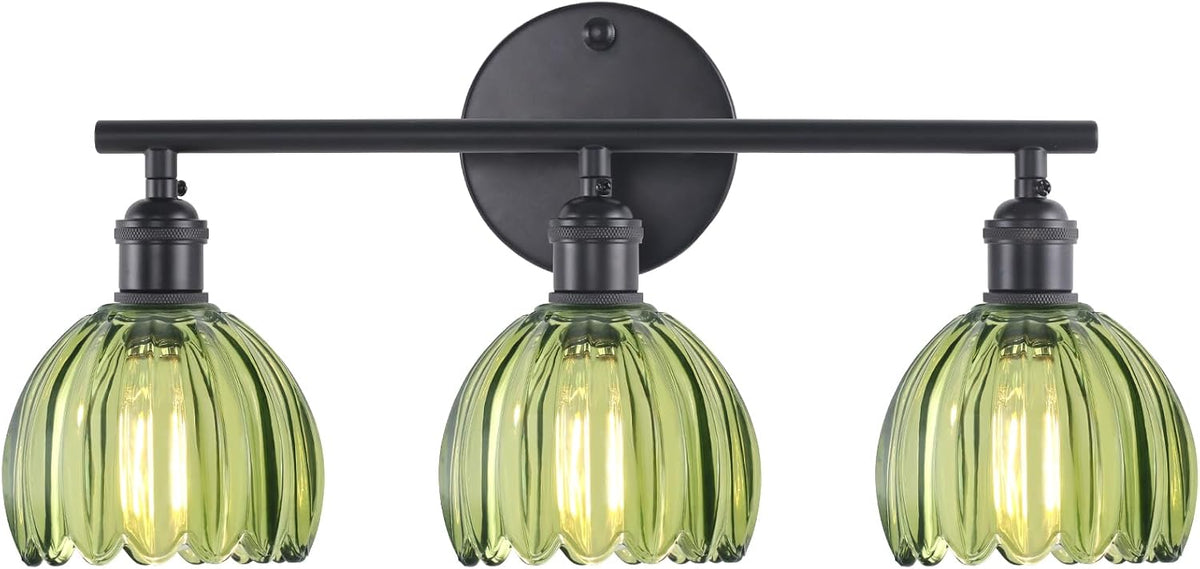 Shenmoyl Bathroom Light Fixtures, 3-Light Black Vanity Wall Light Over Mirror