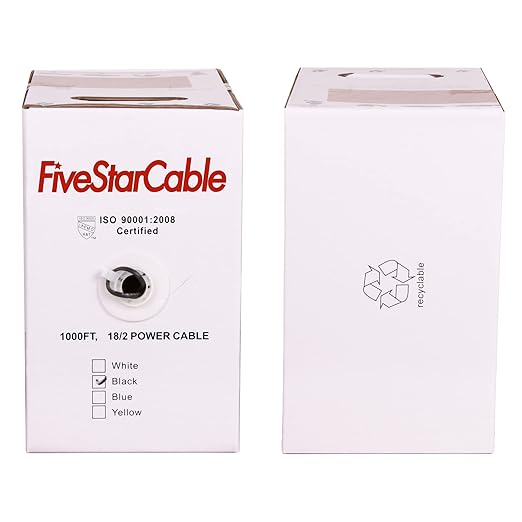 FiveStarCable 18-2 Gauge Low Voltage Stranded Cable Wire - 1000 ft