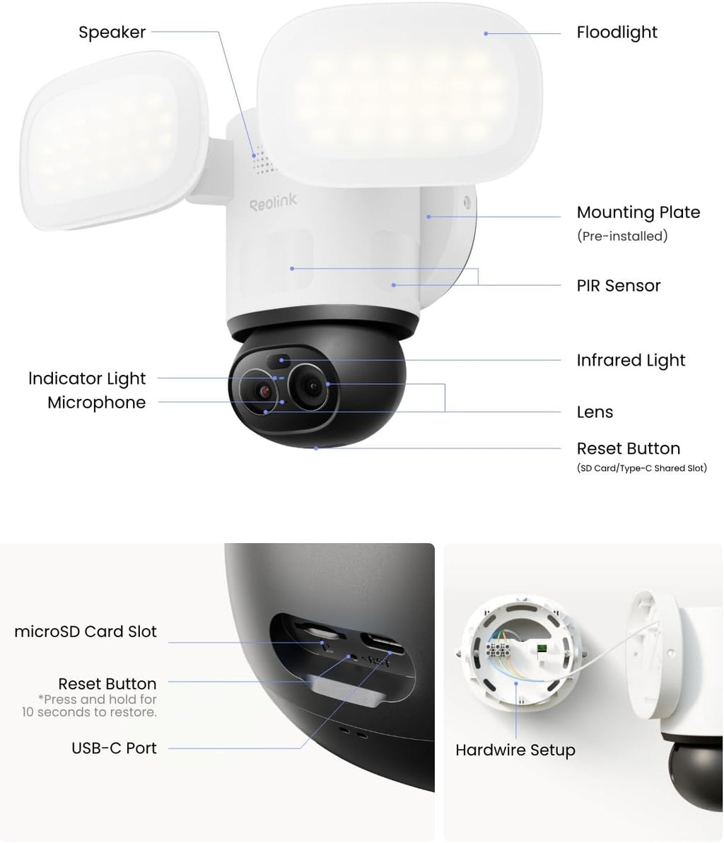 reolink trackflex floodlight wifi, 4k 360° ptz dual-lens, view 9