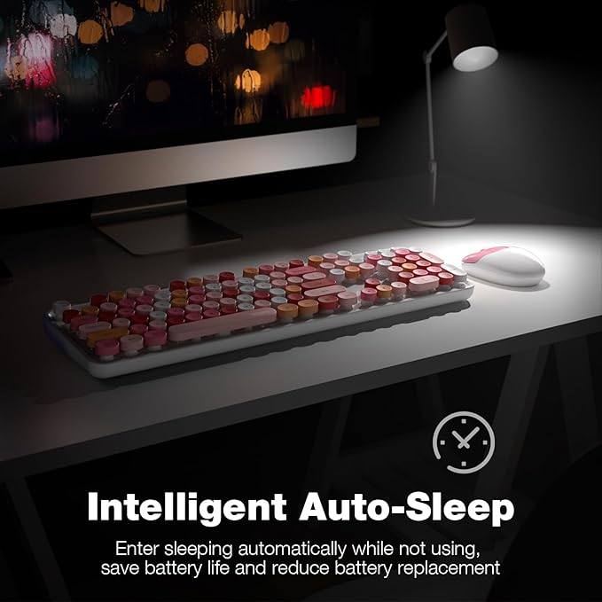 MOFII Wireless Keyboard and Mouse Combo, 2.4GHz Retro Full-Size Wireless