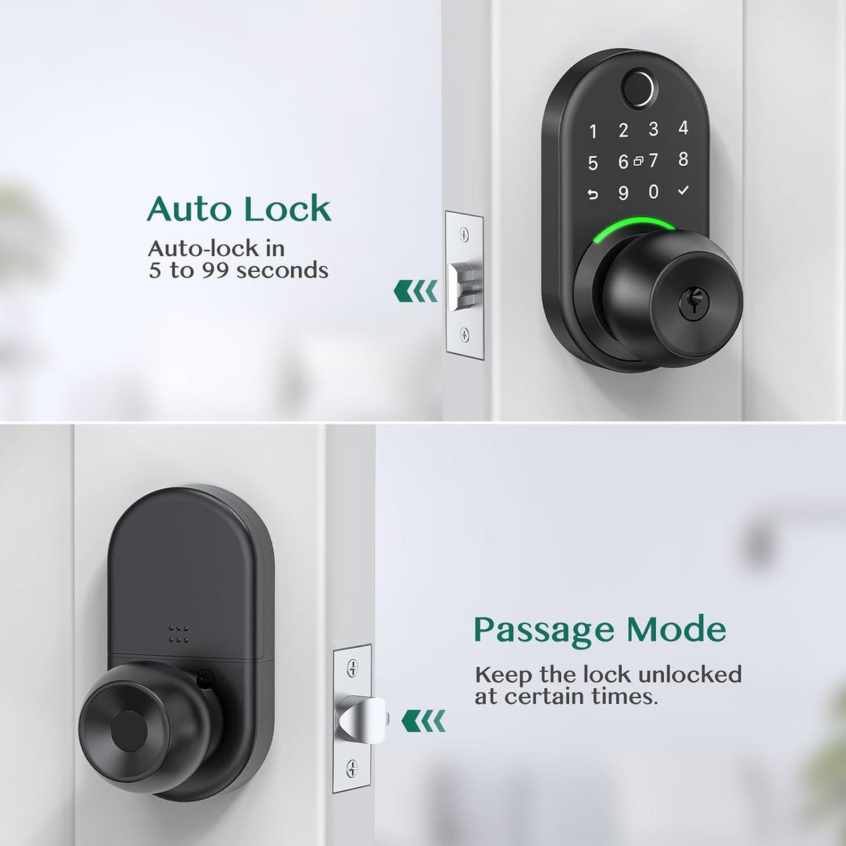 keypad smart door knob lock, yamiry fingerprint keyless, side view