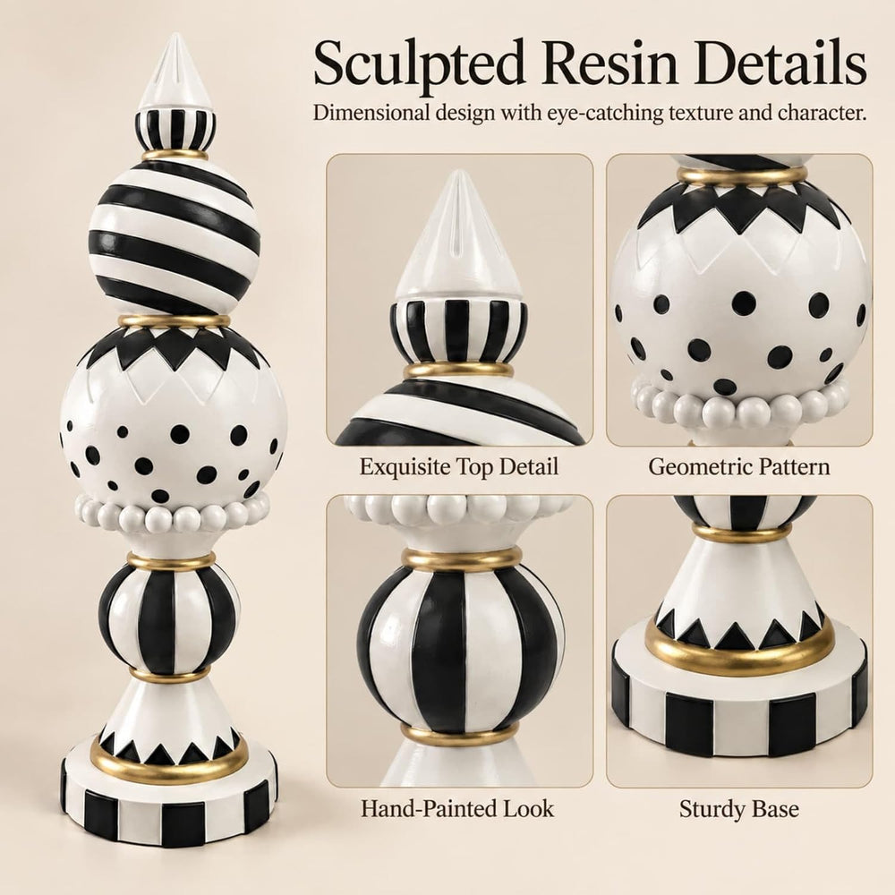 Black and White Checkered Halloween Table Centerpiece Home Decor