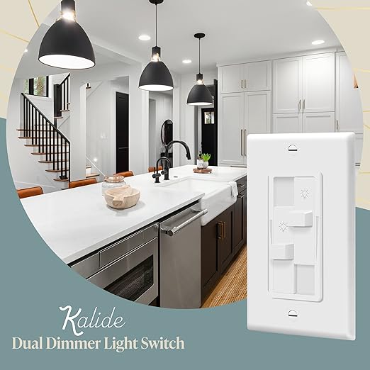 TOPGREENER Kalide Dual Load Dimmer Light Switch, Double LED Dimmer Switch (2 Pack)