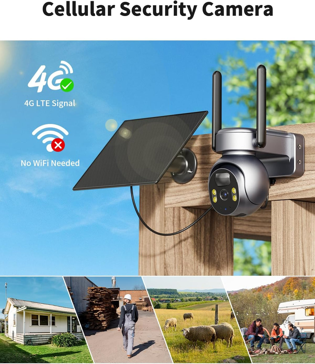 LIWAN 4G LTE Cellular Security Camera Outdoor, No WiFi Security Camera, 2K