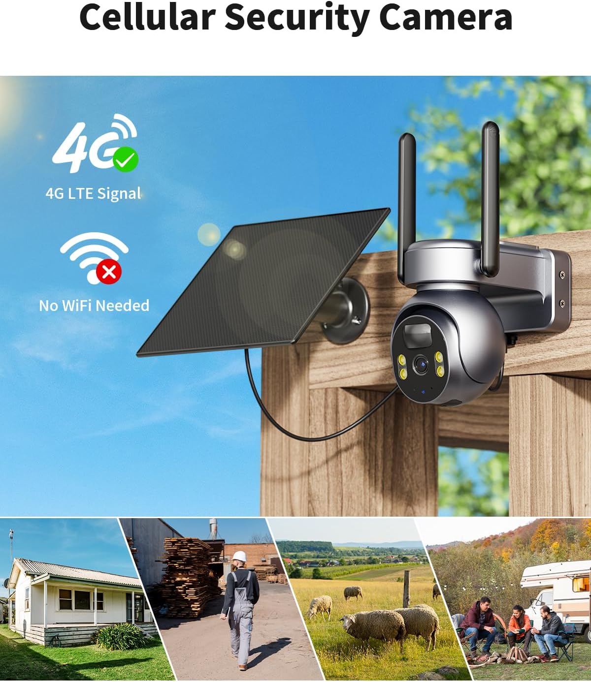 LIWAN 4G LTE Cellular Security Camera Outdoor, No WiFi Security Camera, 2K