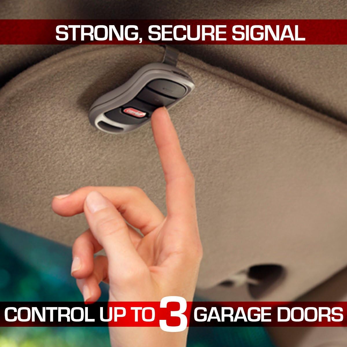 genie 3-button garage door opener remotes (2 pack), side view