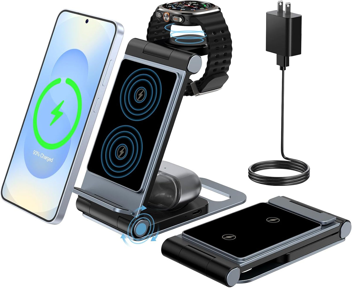 Wireless Charger for Samsung 3 in 1 Wireless Charging Station Foldable Wireless