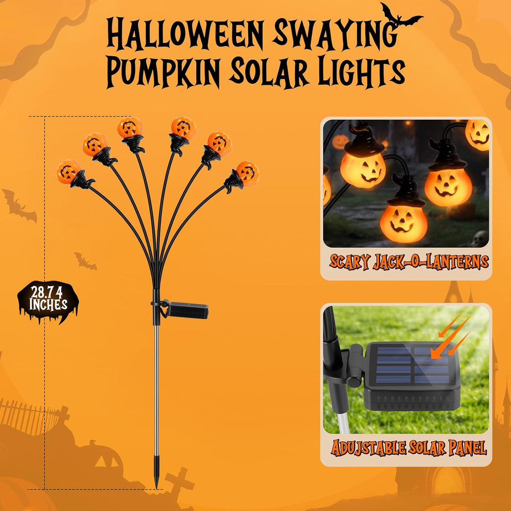 4 Pack Pumpkin Solar Halloween Lights Outdoor,Halloween Decorations