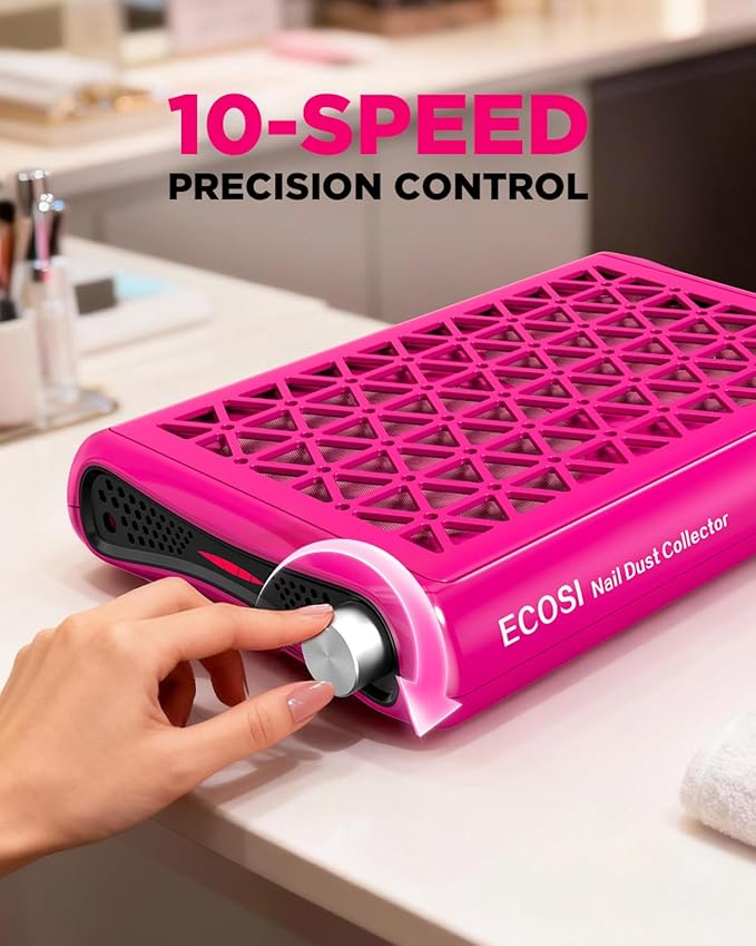 ECOSI Nail Dust Collector, Dual Turbo & 1600PA Professional Vacuum Fan Dust (30 Pcs)