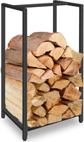 Lilybud--lily Firewood Rack Indoor Outdoor, 30” Tall Firewood Holder Metal Small Log Wood Rack Portable Vertical Wood Storage Racks Indoor Log Racks for Firewood Fireplaces, Fire Pits, and Stoves