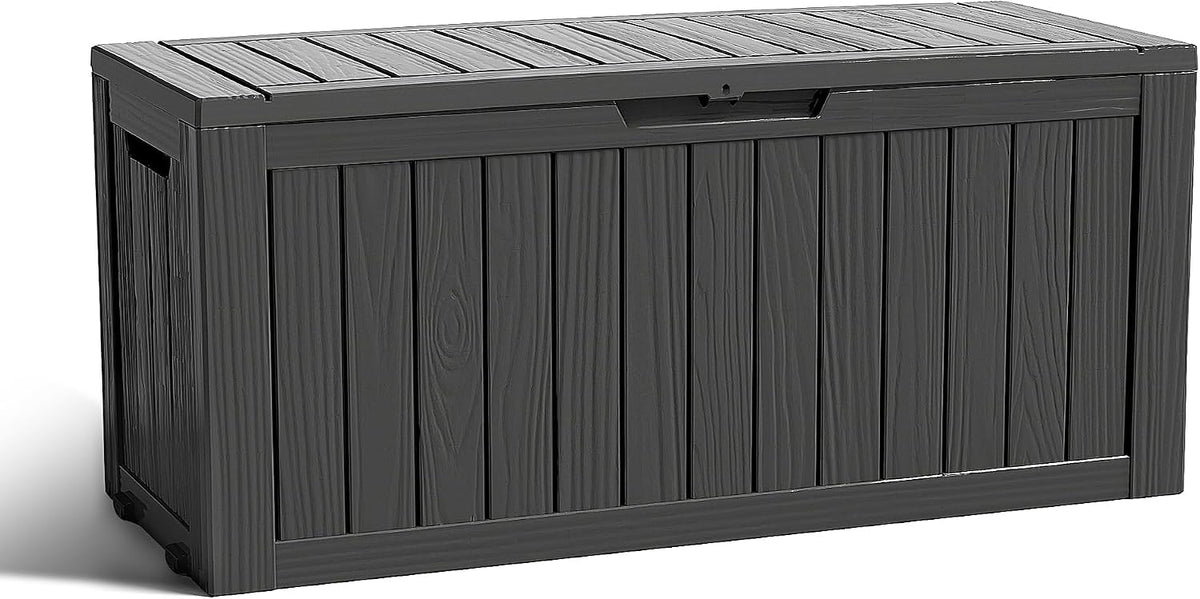 EasyUp 90 Gallon Deck Box Small Deck Box for Indoor and Outdoor,Waterproof Storage Boxs for Patio Furniture,Garden Tools,Cushions, Lockable and UV Resistant,Easy to Install(Black)