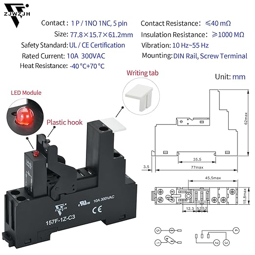 6 Pcs 24VAC Relay Electromagnetic Power Relay 12 Amp 5Pins SPDT 1NO 1NC