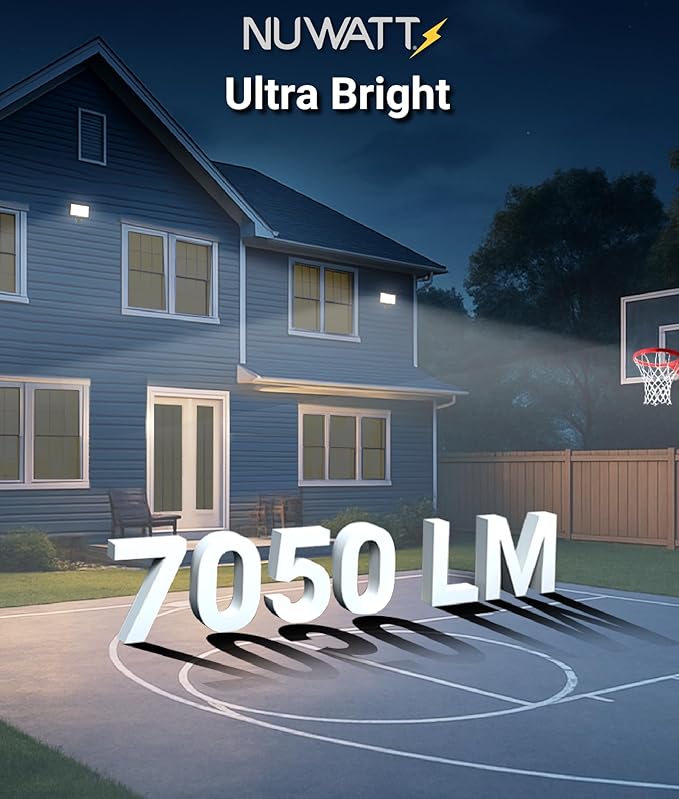 NUWATT 50W LED Flood Light, 3CCT 3000K/4000K/5000K Selectable, IP65 Waterproof