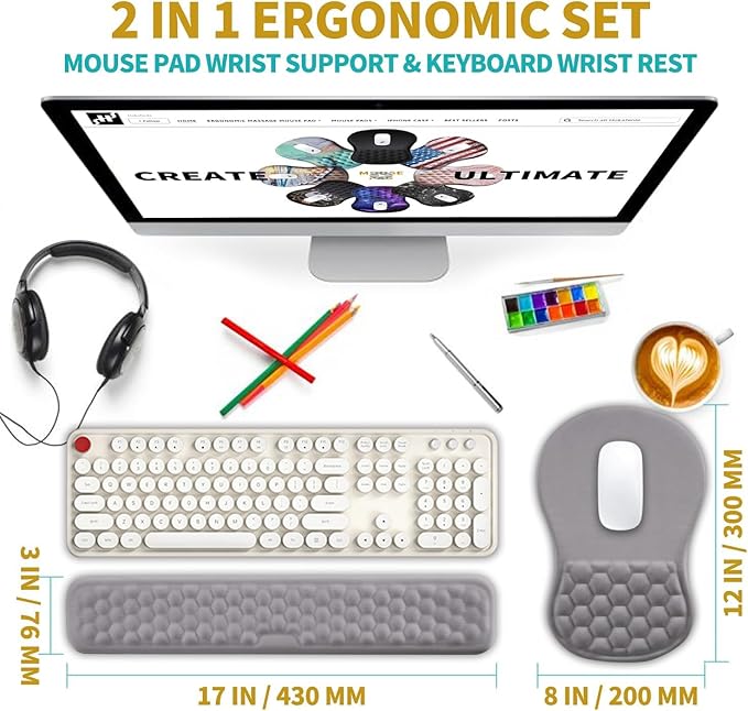 Hokafenle 2 In 1 Ergonomic Mouse Pad Wrist Support & Wrist Rest