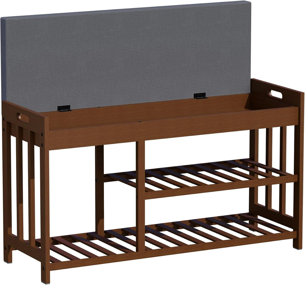 shoe rack bench for entryway, bamboo shoe storage on a desk or shelf