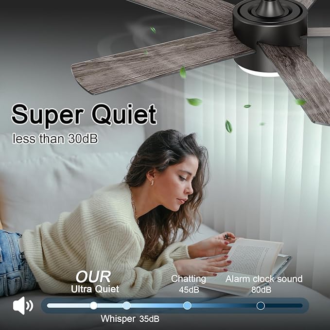 POCHFAN 42 inch Black Ceiling Fans